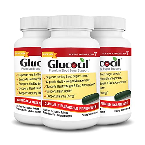 Glucocil – Premium Blood Sugar Support - Over 1.8 Million Bottles Sold - Supports the 3 Essentials for Healthy Blood Sugar - Since 2008, With Berberine, Proprietary Mulberry Leaf, and More, 3-Pack (3-Month Supply)