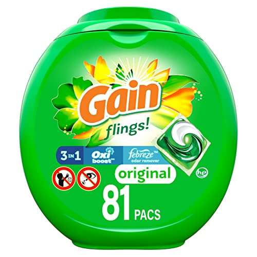 Book Cover Gain flings! Laundry Detergent Soap Pacs, High Efficiency (HE), Original Scent, 81 Count