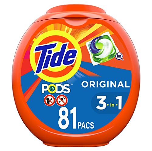 Book Cover Tide PODS Laundry Detergent Soap PODS, High Efficiency (HE), Original Scent, 81 Count