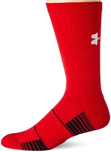 Under Armour Standard Team Crew Socks, Red/White, Large