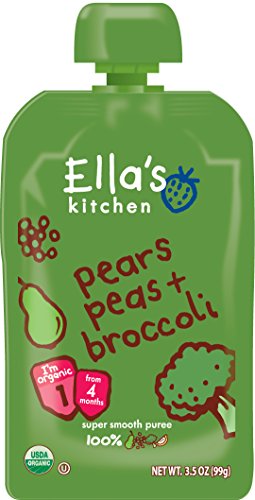 Ella's Kitchen Organic Stage 1, Pears Peas + Broccoli, 3.5 Ounce (Pack of 12)