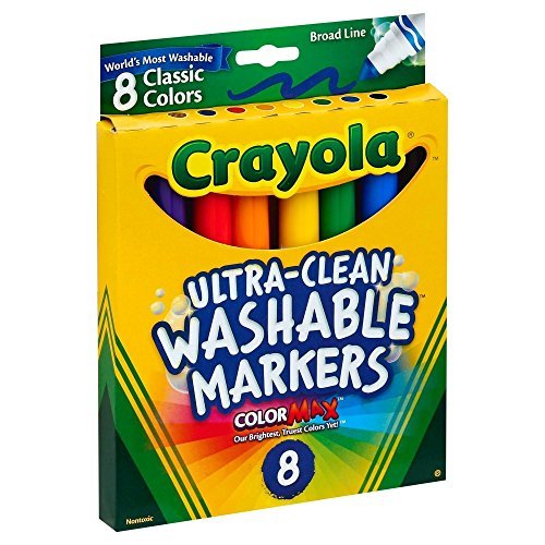 Book Cover Crayola Broad Point Washable Markers, 8 Markers, Classic Colors Pack of 6
