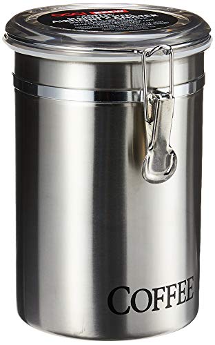 Oggi 60-Ounce Brushed Stainless Steel "Coffee" Airtight Canister with Acrylic Lid