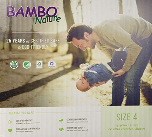 Book Cover Bambo Nature Eco Friendly Baby Diapers Classic for Sensitive Skin, Size 4 (15-40 lbs), 60 Count (2 Packs of 30)