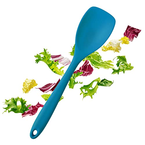 StarPack Premium Silicone Spoonula / Spatula Spoon with Hygienic Solid Coating, Bonus 101 Cooking Tips (Teal Blue)