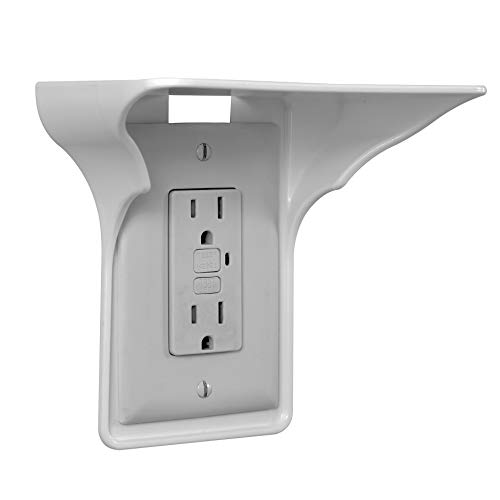 Book Cover Official Power Perch Single Wall Outlet Shelf. Home Wall Shelf Organizer for Outlets. Perfect for Bathroom, Kitchen, Bedrooms with Cord Management and Easy Installation. White 1-Pack