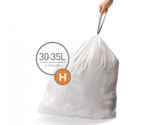 Book Cover simplehuman Code H Custom Fit Drawstring Trash Bags, 30-35 Liter / 8-9 Gallon, 12 Refill Packs (240 Count)