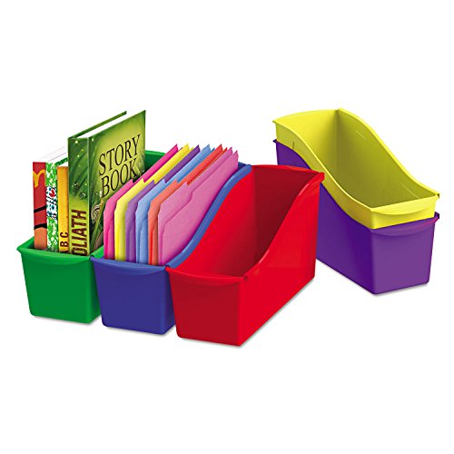 Storex Interlocking Book Bins, 5 1/3 W x 14 1/3 L x 7 H, 5 Color Set, Plastic (70105U06C)