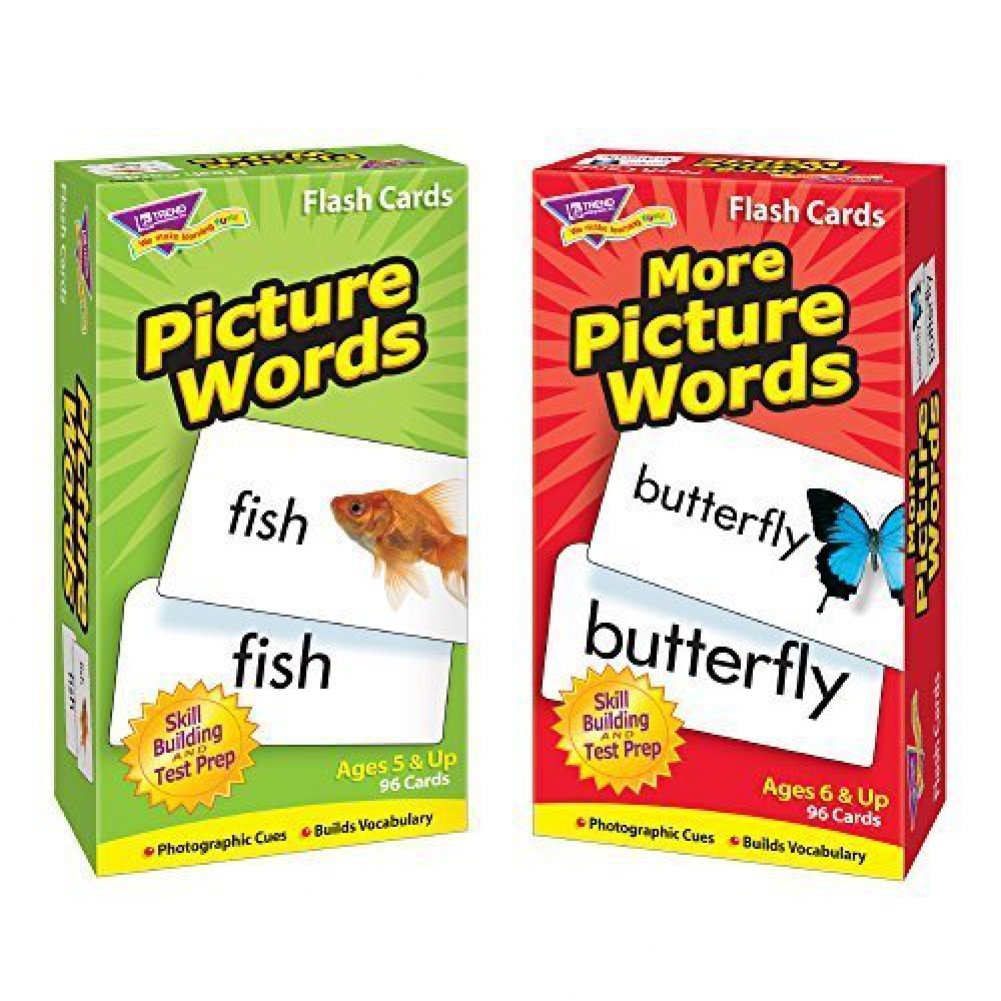 Picture Words & More Picture Words Skill Drill Flash Cards -- Bundle of 2 Items by Trend Enterprises