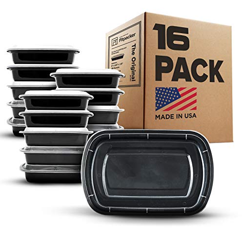 Book Cover Fitpacker Meal Prep Containers - 28oz Portion Control Lunch Bento Box - Reusable Microwaveable (16 Pack - Version 2)