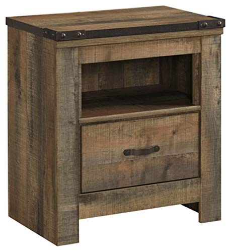 Book Cover Ashley Furniture Signature Design - Trinell Warm Rustic Nightstand - Casual Master Bedroom End Table - Brown