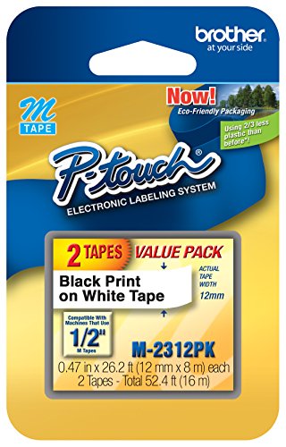 Book Cover Brother Genuine P-Touch M-2312PK Tape, 2 Pack, 1/2