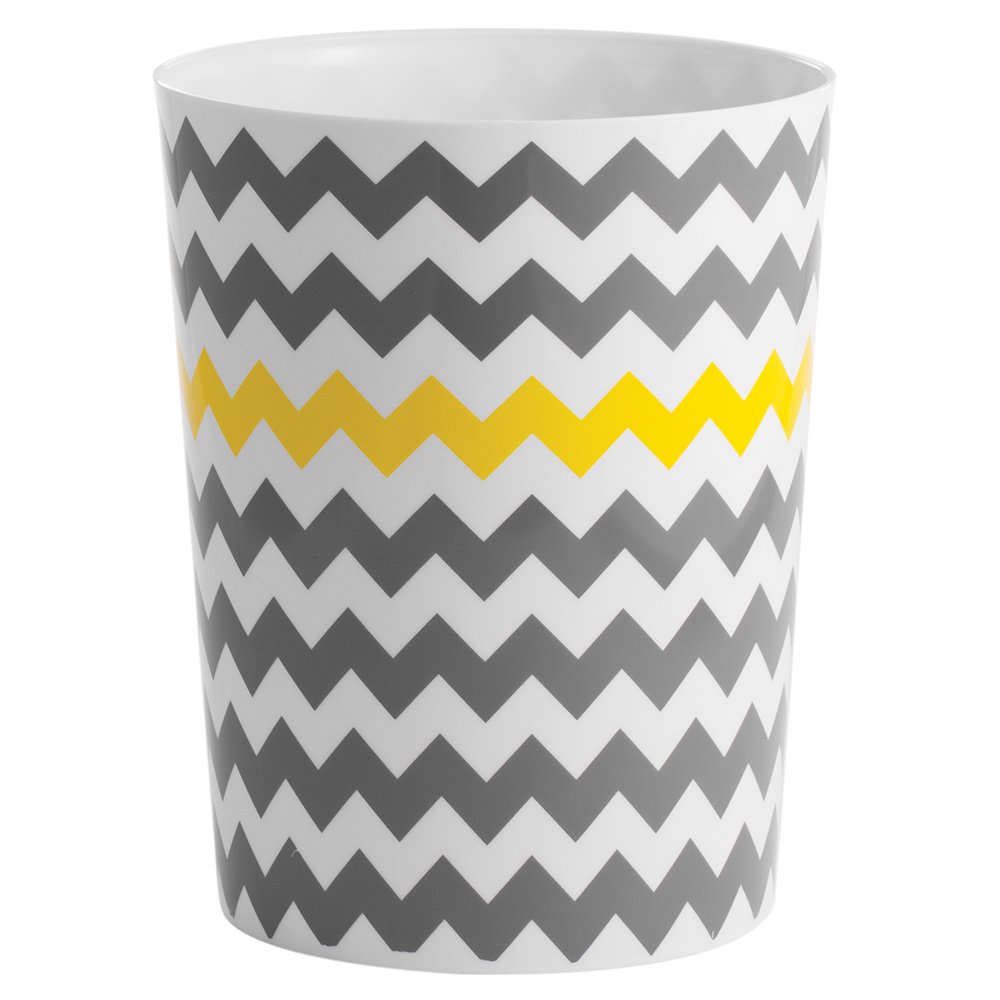 Book Cover iDesign Chevron Waste Can, Gray/Yellow, 8