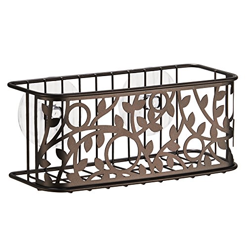 InterDesign Vine Suction Bathroom Shower Caddy Basket for Shampoo, Conditioner, Soap - Bronze