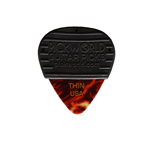 Book Cover PickWorld MG3C-4T MojoGrip Rubber Grip Thin .46mm Celluloid Guitar Pick, Pack of 3, Tortoise Shell
