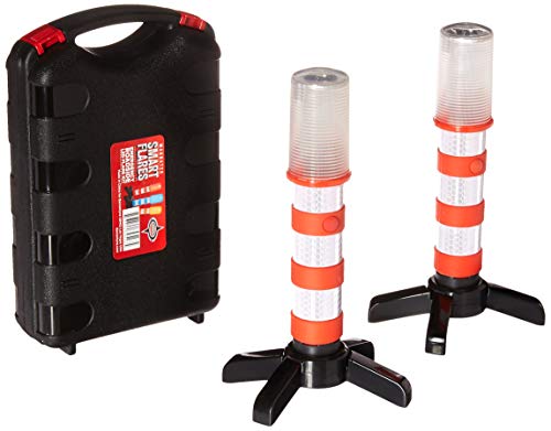 bebebao Red LED Emergency Roadside Flares - Magnetic Base and Upright Stand - These Magnatek Red LED Beacons May Save Your Life - Our Road Flares Come with Batteries and Solid Storage case.