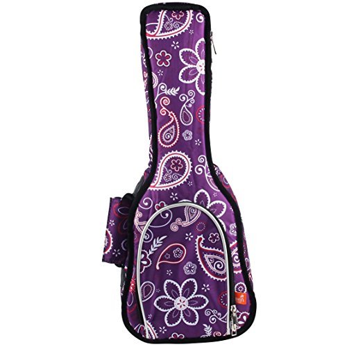 Book Cover Hola! Music Heavy Duty SOPRANO (up to 21.5 Inch) Ukulele Gig Bag with 15mm Padding, Purple Flowers