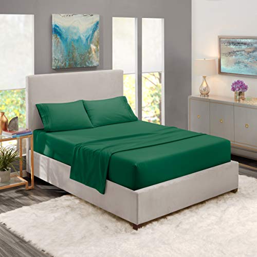 Nestl Luxury Queen Sheet Set - 4 Piece Extra Soft 1800 Deep Pocket Bed Sheets with Fitted Sheet, Flat Sheet, 2 Pillow Cases, Hotel Grade Comfort and Softness - Hunter Green