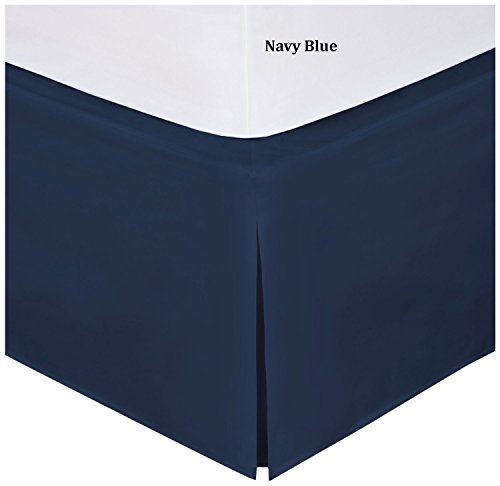 Book Cover Fancy Collection Full Size Easy Care Tailored Microfiber 14-inch Bed Skirt Solid Navy Blue New