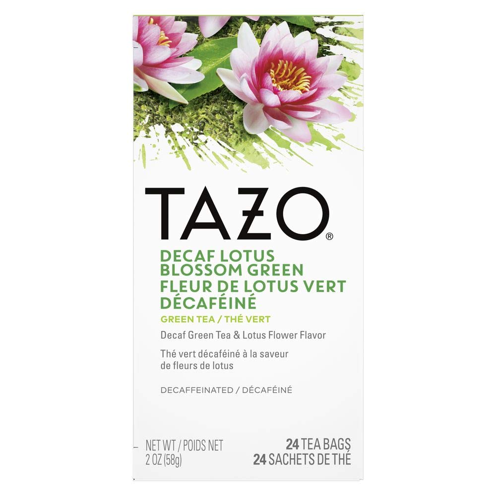 TAZO Decaf Lotus Blossom Green Enveloped Hot Tea Bags Herbal, Caffeine Free, Non GMO, 24 Count, Pack of 6
