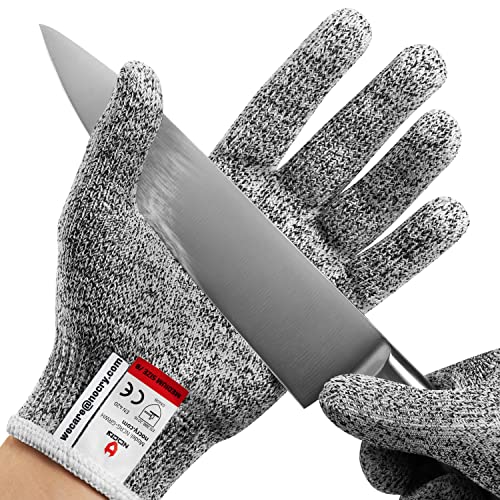 NoCry Premium Cut Resistant Gloves Food Grade — Level 5 Protection; Ambidextrous; Machine Washable; Superior Comfort and Dexterity; Lightweight Protective Gloves; Complimentary eBook