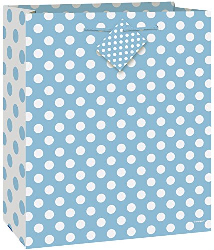 Unique Industries Light Blue Polka Dot Gift Bag 12.5 x 10.5 in
