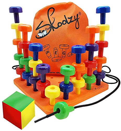 Book Cover Skoolzy Peg Board Set - Montessori Toys for Toddlers, Preschool Kids | 30 Lacing Pegs for Learning Games, Dice Colors Sorting Counting - Occupational Therapy Fine Motor Skills Activity Pegboard EBook