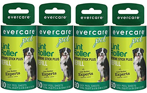 Evercare Extra Sticky Pet Lint Roller Refill 60 sheets - Pack of 4