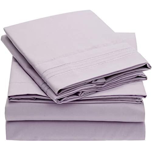 Book Cover Mellanni Bed Sheet Set - 1800 Bedding - Wrinkle, Fade, Stain Resistant - 4 Piece (Queen, Lavender)