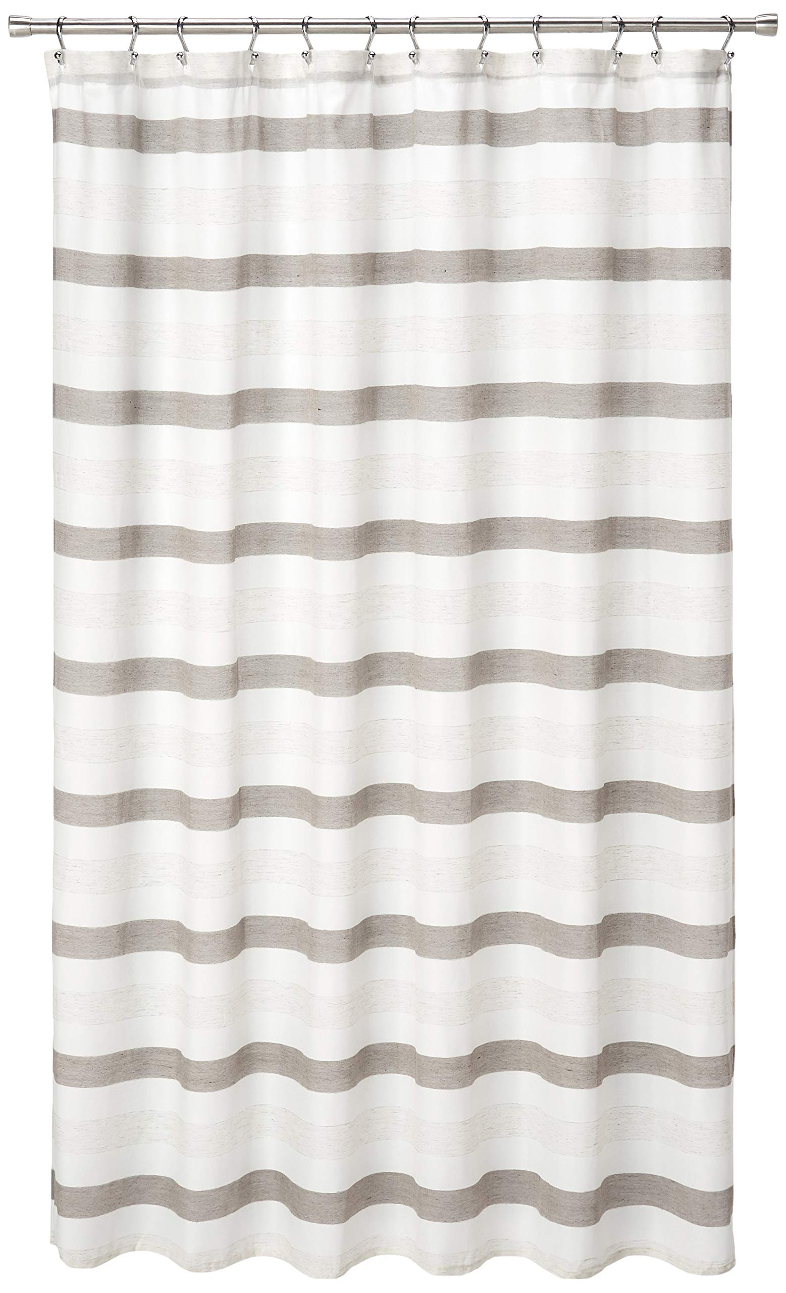Book Cover Duck River Textile Fabric Shower Curtain Akua Striped, 70in x 72in, Taupe, Beige and Ivory 70in x 72in Taupe, Beige and Ivory