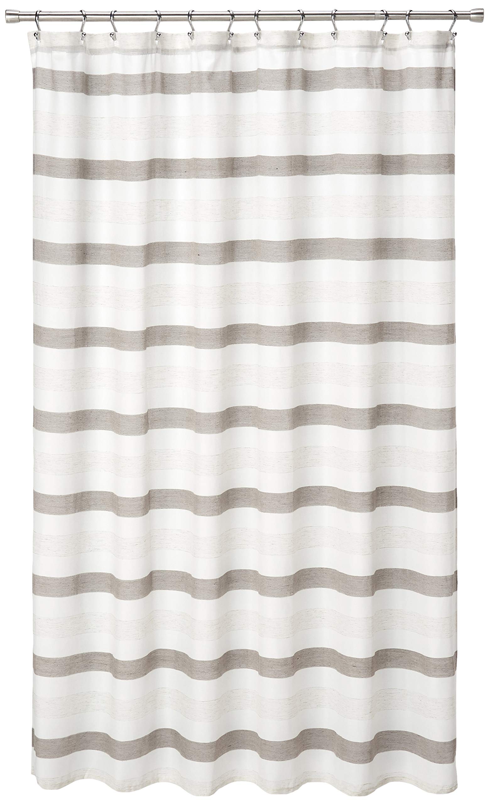 Duck River Textile Fabric Shower Curtain Akua Striped, 70in x 72in, Taupe, Beige and Ivory 70in x 72in Taupe, Beige and Ivory