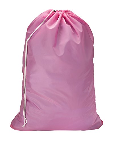Book Cover Nylon Laundry Bag - Locking Drawstring Closure and Machine Washable. These Large Bags Will Fit a Laundry Basket or Hamper and Strong Enough to Carry up to Three Loads of Clothes. (Pink)