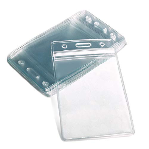 Rocclo Waterproof Type PVC ID Card Holder, Clear, Vertical Style, 10-pack
