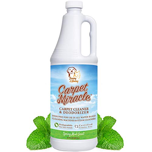 Carpet Miracle - The Best Carpet Cleaner Shampoo Solution for Machine Use, Deep Stain Remover and Odor Deodorizing Formula, Use On Rug Car Upholstery and Carpets (32FL OZ)