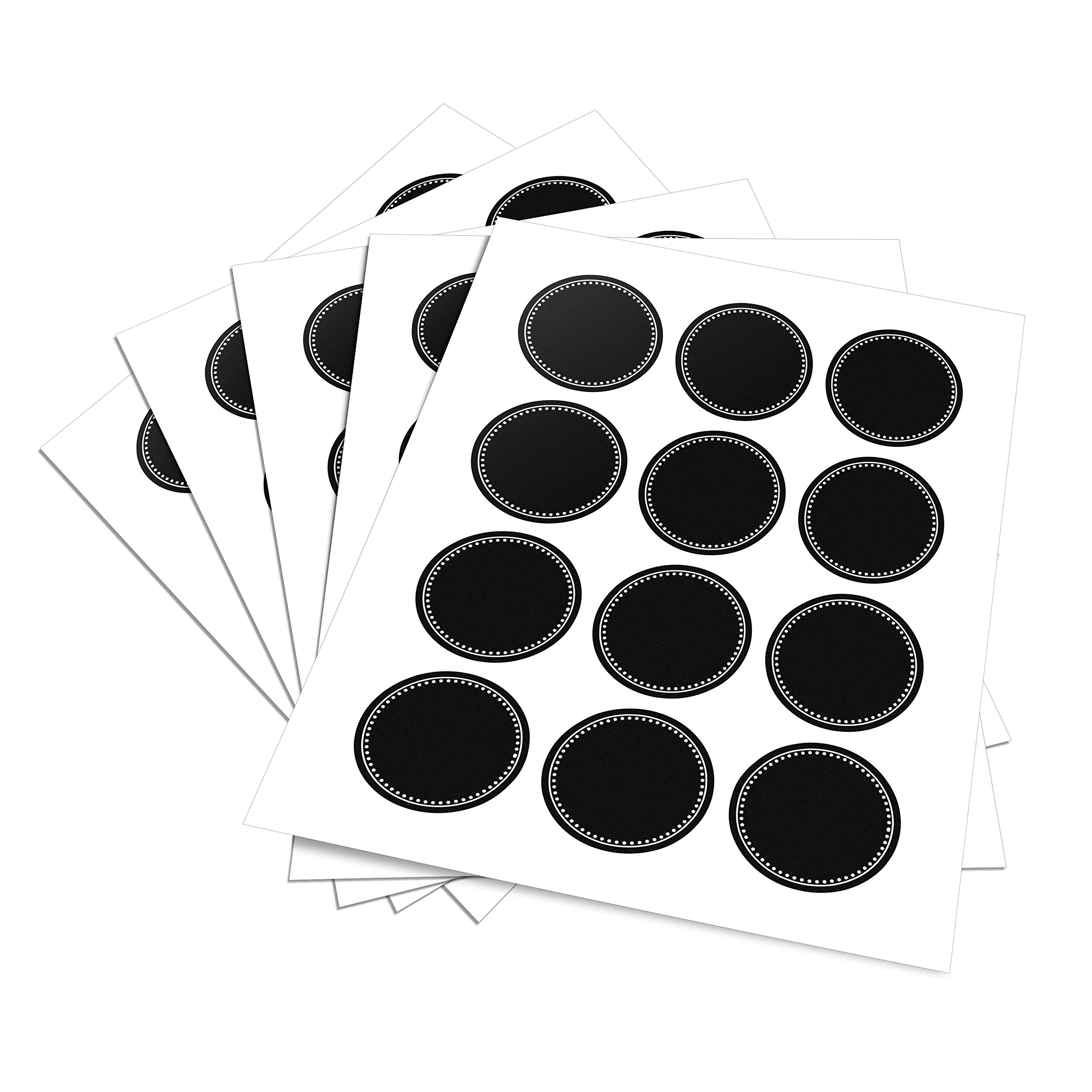 Firefly Craft Premium Heavy Duty Chalkboard Labels for Spice Jars and Organizing, Circle 60 Pack