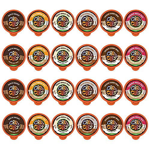 Book Cover Crazy Cups Flavored Decaf Coffee Pods, Decaf Variety Pack, Decaffeinated Coffee for Keurig Machines, for Hot or Iced Coffee, Single Serve Coffee in Recyclable Pods, 24 Count