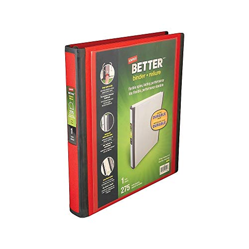 Staples 807722 Better 1-Inch D 3-Ring View Binder Red (18370)