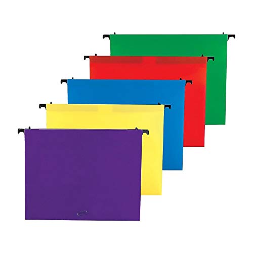 Book Cover Staples Poly Expanding Hanging File Pockets, Letter, Assorted, 5/Pack