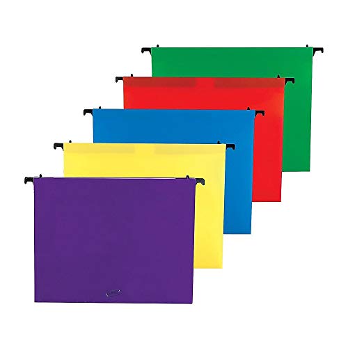 Staples Poly Expanding Hanging File Pockets, Letter, Assorted, 5/Pack