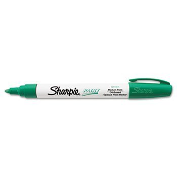Sharpie Oil-Based Paint Marker, Medium Point, Green Ink, Pack of 12