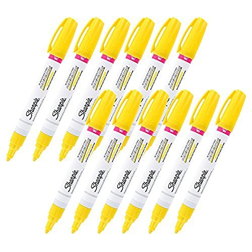 Book Cover Sharpie Oil-Based Paint Marker, Medium Point, Yellow Ink, Pack of 12