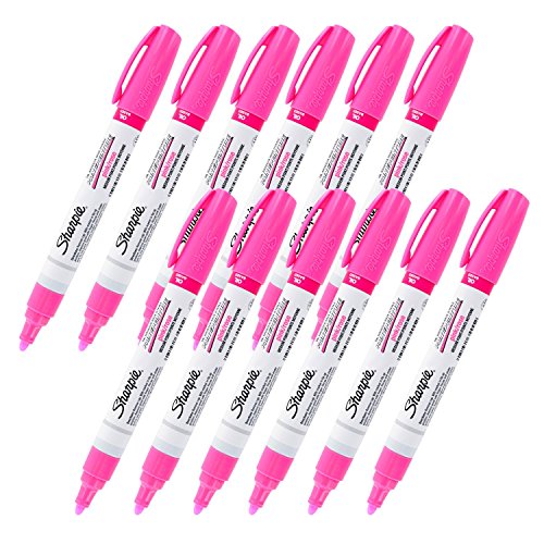 Sharpie Oil-Based Paint Marker, Medium Point, Pink Ink, Pack of 12