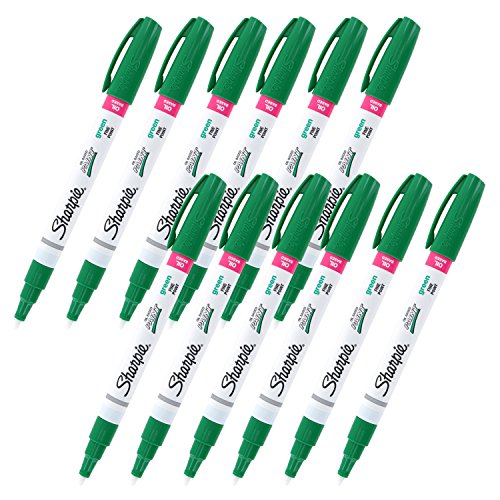 Sharpie Oil-Based Paint Marker, Fine Point, Green Ink, Pack of 12