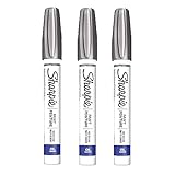 Sharpie Oil-Based Paint Marker, Medium Point, Metallic Silver Ink, Pack of 3