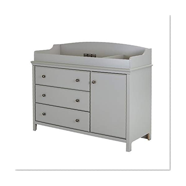 Book Cover South Shore Convertible Changing Table with Storage Drawers and Removable Changing Station, Soft Gray