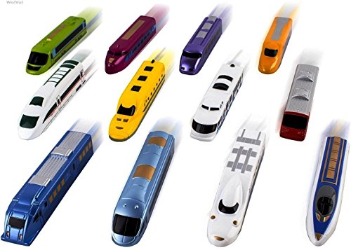 WolVolk (Set of 12) Bundle Pull Back Toy Trains - Non Toxic & Colorful Pullback Train Toys - Friction Vehicle & Action Playset for Party Favors for Kids