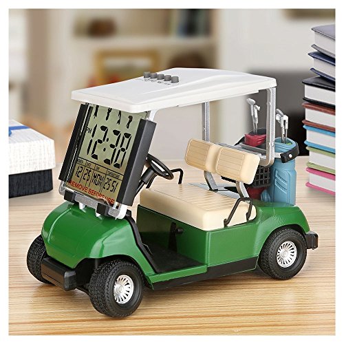 10L0L LCD Display Mini Golf Cart Clock for Golf Fans Great Gift for Golfers Superior Race Souvenir Novelty Golf Gifts (Green) (1)