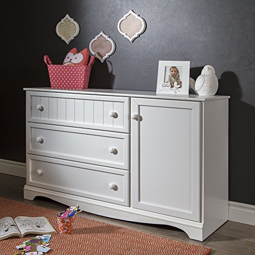 Book Cover South Shore Furniture 3-Drawer Dresser with Door, Pure White