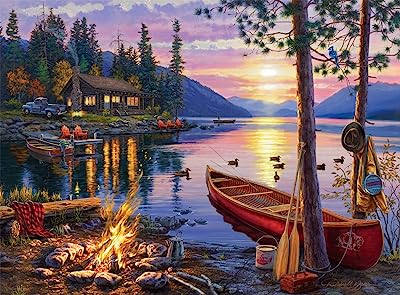 Buffalo Games - Darrell Bush - Canoe Lake - 1000 Piece Jigsaw Puzzle For Adults - Challenging Puzzle Perfect for Game Nights - Finished Size Is 26.75 x 19.75
