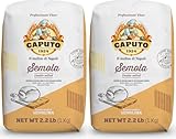 Antimo Caputo Semola Di Grano Duro Rimacinata Semolina Flour 2.2LB (1kg) Bag (2 Pack) - All Natural Dough for Fresh Pasta